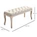 Panca Fondoletto Vintage con Seduta Imbottita in Tessuto e Gambe in Legno, 110x40x48cm, Beige - Foto miniatura 3