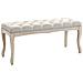 Panca Fondoletto Vintage con Seduta Imbottita in Tessuto e Gambe in Legno, 110x40x48cm, Beige - Foto miniatura 1