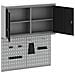 Set di armadietti e pannello attrezzi da parete in metallo nero a 3 pezzi - Foto miniatura 5