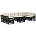 Set Divano da Giardino 11 pz Nero e Bianco Crema polyrattan - Foto miniatura 1