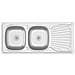 Lavello Cucina Doppia Vasca 1200x500x155mm Argento Acciaio Inox - Foto miniatura 1