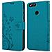 Custodia Compatibile Con Honor 7x In Blu Fiore - Coperchio Protettivo In Design Floreale Con Chiusura Magnetica, Funzione Stand E Slot Per Carte - Foto miniatura 8
