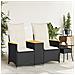 Divano Giardino Reclinabile 2posti Con Tavolino Nero Polyrattan - Foto miniatura 3