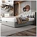 Letto Contenitore  160 X 200 Cm, Letto Idraulico, Con Illuminazione A Led, Con Vano Contenitore, Testiera Regolabile, Pu, Grigio - Foto miniatura 1