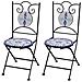 Lusso Casadino -  Sedie Da Bistrot Pieghevoli 2 Pz In Ceramica Blu E Bianco - Foto miniatura 2