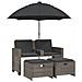 Divano Giardino 2Posti Ombrellone e Sgabelli Grigio Polyrattan - Foto miniatura 1