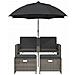 Divano Giardino 2Posti Ombrellone e Sgabelli Grigio Polyrattan - Foto miniatura 4