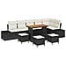Set Divano da Giardino 10 Pezzi con Cuscini Polyrattan Nero,  Divano da Giardino a 2 Posti con Cuscini Polyrattan Nero,  Set da Pranzo da Giardino 4 Pezzi con Cuscini Polyrattan Nero - Foto miniatura 1