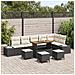Set Divano da Giardino 10 Pezzi con Cuscini Polyrattan Nero,  Divano da Giardino a 2 Posti con Cuscini Polyrattan Nero,  Set da Pranzo da Giardino 4 Pezzi con Cuscini Polyrattan Nero - Foto miniatura 2