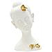 Scultura Testa Buddha Femminile In Resina Bianca Con Dettagli Foglie D'oro - Foto miniatura 1