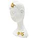 Scultura Testa Buddha Femminile In Resina Bianca Con Dettagli Foglie D'oro - Foto miniatura 4