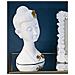 Scultura Testa Buddha Femminile In Resina Bianca Con Dettagli Foglie D'oro - Foto miniatura 6