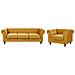 Set Da Salotto A 4 Posti In Velluto Giallo Chesterfield - Foto miniatura 1