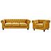 Set Da Salotto A 4 Posti In Velluto Giallo Chesterfield - Foto miniatura 15