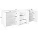 Credenza Mason, Madia Da Cucina A 4 Ante E 3 Cassetti, Buffet Da Soggiorno, 100% Made In Italy, Cm 224x44h86, Bianco Lucido - Foto miniatura 3