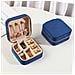 Portagioie Portatile Da Viaggio In Velluto, Organizer Per Portagioielli Darkblue - Foto miniatura 2