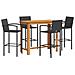 Set Bar Da Giardino 5 Pz Nero In Legno Acacia E Polyrattan - Foto miniatura 1