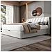 Letto Contenitore  160 X 200 Cm, Letto Idraulico, Con Illuminazione A Led, Con Vano Contenitore, Testata Regolabile, Pu, Bianco - Foto miniatura 1