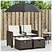 Divano Giardino 2Posti Ombrellone e Sgabelli Marrone Polyrattan - Foto miniatura 2
