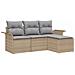 Set Divano da Giardino con cuscino 4 pcs Beige Poly Rattan - Foto miniatura 1