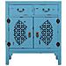 Mobile Ingresso In Legno Con 2 Cassetti E 2 Ante Blu 66x36x78h Cm - Foto miniatura 2