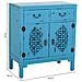 Mobile Ingresso In Legno Con 2 Cassetti E 2 Ante Blu 66x36x78h Cm - Foto miniatura 3