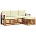 Set divani 4 pcs Naturale e Crema Legno di Acacia Massello - Foto miniatura 1