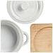 Casseruola Tonda In Ceramica Con Base In Bambù 10,5x13,5x8,5 Cm. Colore Bianco - Foto miniatura 2