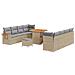 Set di Divano da Giardino 11 Pezzi con Cuscini Beige Polyrattan Acacia, Set da Pranzo da Giardino 3 Pezzi con Cuscini Beige Polyrattan Acacia - Foto miniatura 1