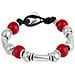 Bracciale Multiperle In Pelle Rossa E Argento Liss - Foto miniatura 1