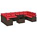 Set Divano da Giardino con cuscino 11 pcs Marrone Poly Rattan - Foto miniatura 1