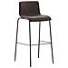 Sgabello Bar Hoover in Tessuto I Sgabello Alto Design 4 Gambe in Metallo I Sedia Sgabello Impilabile con Schienale I Sgabello Bancone H 76 CM Marrone Base Nero - Foto miniatura 1