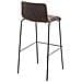 Sgabello Bar Hoover in Tessuto I Sgabello Alto Design 4 Gambe in Metallo I Sedia Sgabello Impilabile con Schienale I Sgabello Bancone H 76 CM Marrone Base Nero - Foto miniatura 4