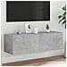 Mobile Tv A Parete Con Luci Led Grigio Cemento 100x35x31 Cm - Foto miniatura 1