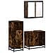 Set Mobili Da Bagno 3 Pz Rovere Fumo In Legno Multistrato - Foto miniatura 2