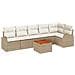 Set Divano da Giardino da 7 Pezzi con Cuscini Beige in Polyrattan e Acacia - Foto miniatura 1