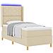Letto a Molle con Materasso e LED Crema 100x200 cm Tessuto - Foto miniatura 1