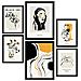 Set Di 6 Stampe Artistiche E Astratte Sofisticate Con Inchiostro Nero Per L'interior Design A3 & A4 Cornice Nera - Foto miniatura 1
