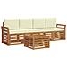Set divani 5 pcs Naturale e Crema Legno di Acacia Massello - Foto miniatura 1