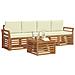 Set divani 5 pcs Naturale e Crema Legno di Acacia Massello - Foto miniatura 3
