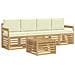 Set di divani da esterno 5 pcs Bianco e Crema Poliestere - Foto miniatura 1
