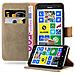 Custodia Compatibile Con Nokia Lumia 625 In Marrone Cappuccino - Coperchio Protettiva Con Chiusura Magnetica, Funzione Stand E Tasca Per Le Carte - Foto miniatura 1