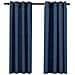 Tende Oscuranti Effetto Lino Con Occhielli 2 Pz Blu 140x175 Cm - Foto miniatura 2