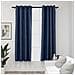Tende Oscuranti Effetto Lino Con Occhielli 2 Pz Blu 140x175 Cm - Foto miniatura 1