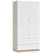 Guardaroba Worcester, Armadio Per Camera Da Letto A 2 Ante E 2 Cassetti, Mobile Con Barra Appendiabiti, 82x52h180 Cm, Bianco E Rovere - Foto miniatura 2