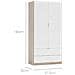 Guardaroba Worcester, Armadio Per Camera Da Letto A 2 Ante E 2 Cassetti, Mobile Con Barra Appendiabiti, 82x52h180 Cm, Bianco E Rovere - Foto miniatura 4