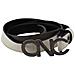 Cintura Fibbia Logo Lettera Pelle Bianca Nera - 90 Cm / 36 Inches - Foto miniatura 3