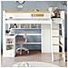 Letto A Castello 90x200cm, Casa Letto, Letto Per Bambini, Con Cancelletto Di Sicurezza, Con Tavolo E Armadio, Bianco+naturale, Senza Materasso - Foto miniatura 3