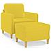 Poltrona con Poggiapiedi Giallo Chiaro 60 cm in Tessuto - Foto miniatura 1