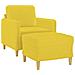 Poltrona con Poggiapiedi Giallo Chiaro 60 cm in Tessuto - Foto miniatura 3